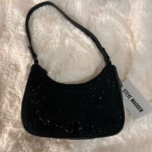 Steve Madden Bpaulie Rhinestone Shoulder Bag. Black.